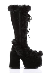 Demonia CAMEL-311 Black Vegan Leather Knee Boot in Black Vegan Leather