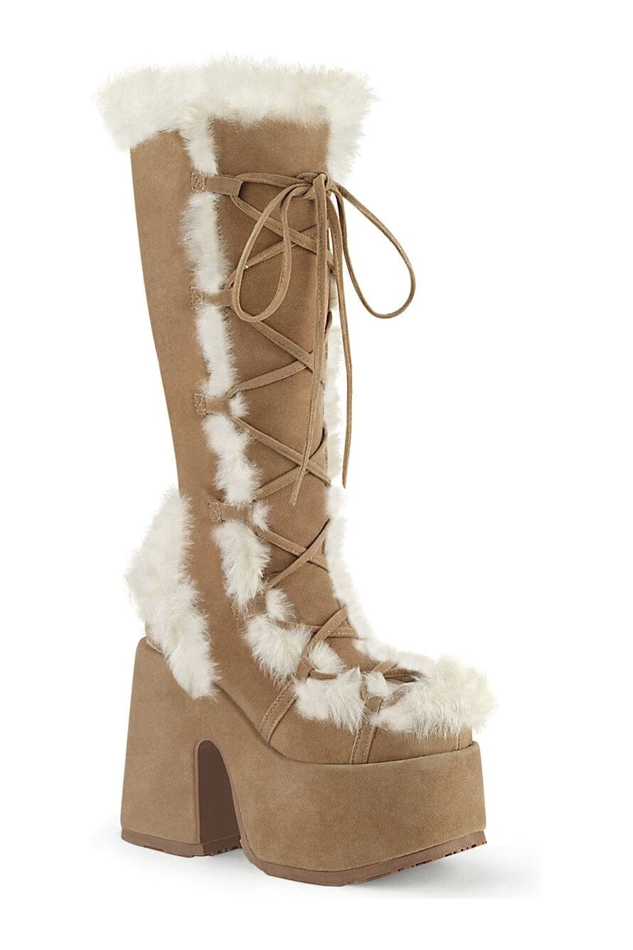 Demonia CAMEL-311 Brown Vegan Leather Knee Boot in Brown Vegan Leather from SexyShoes.com