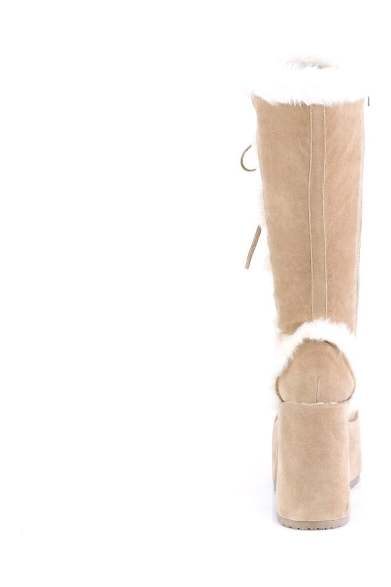 Demonia CAMEL-311 Brown Vegan Leather Knee Boot in Brown Vegan Leather