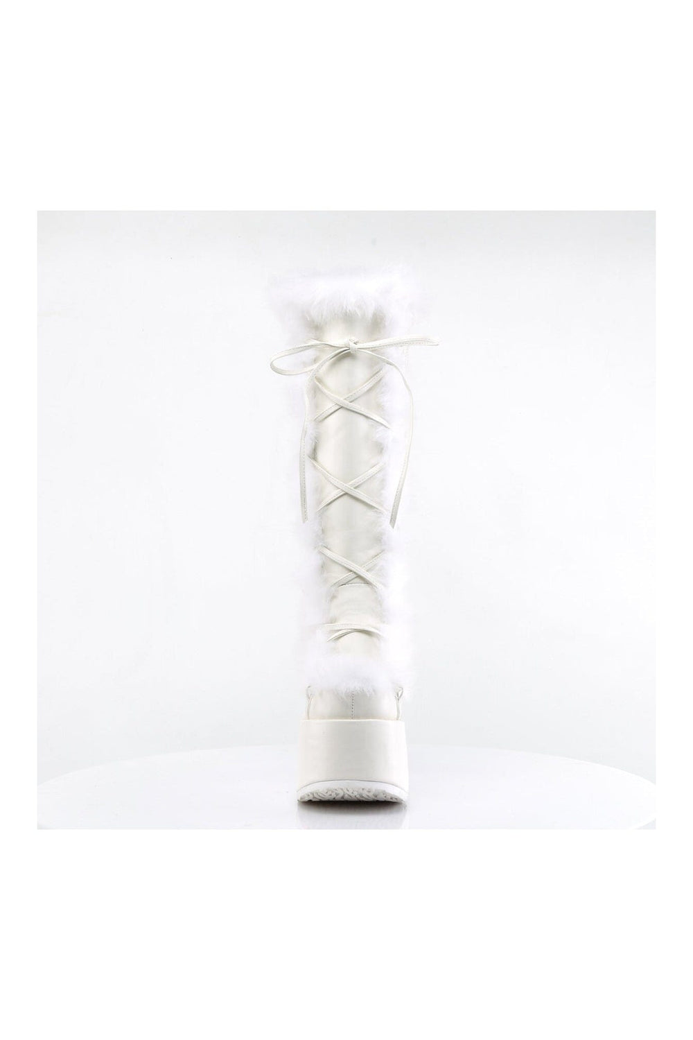 CAMEL-311 White Vegan Leather Knee Boot-Knee Boots-Demonia-SEXYSHOES.COM