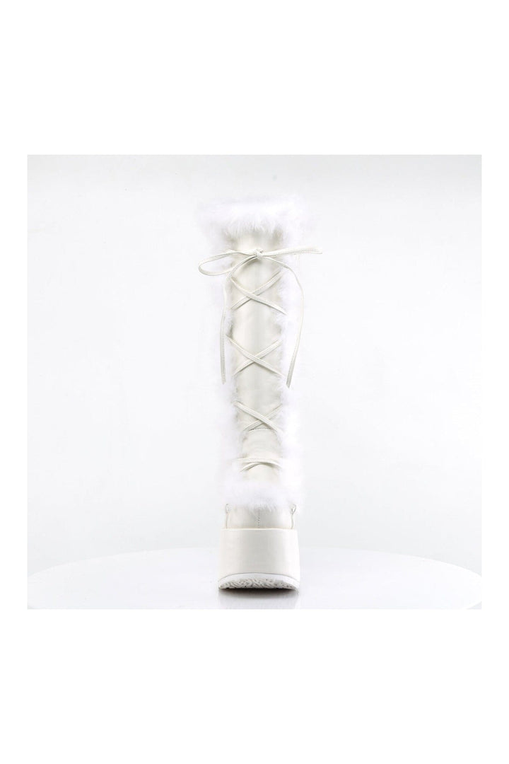 CAMEL-311 White Vegan Leather Knee Boot-Knee Boots-Demonia-SEXYSHOES.COM