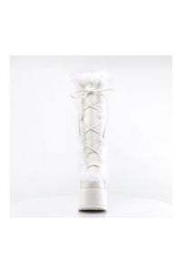 Demonia CAMEL-311 White Vegan Leather Knee Boot in White Vegan Leather