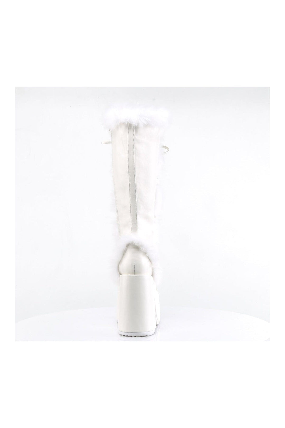 Demonia CAMEL-311 White Vegan Leather Knee Boot in White Vegan Leather