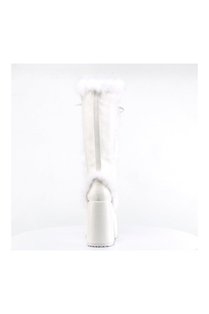 CAMEL-311 White Vegan Leather Knee Boot-Knee Boots-Demonia-SEXYSHOES.COM