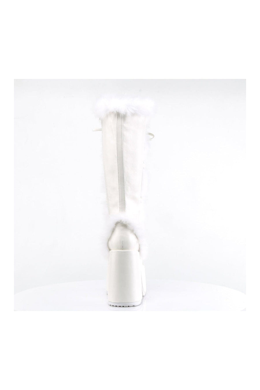 Demonia CAMEL-311 White Vegan Leather Knee Boot in White Vegan Leather
