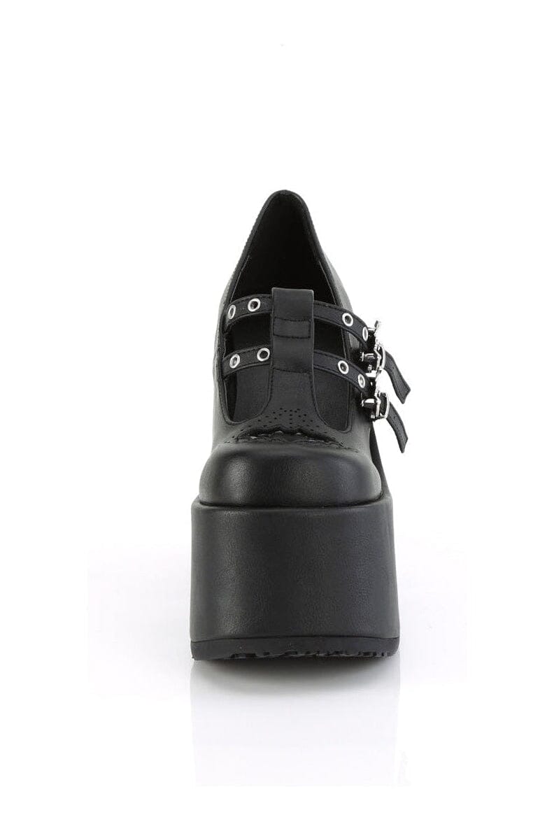 Demonia CAMEL-55 Black Vegan Leather Mary Janes in Black Vegan Leather