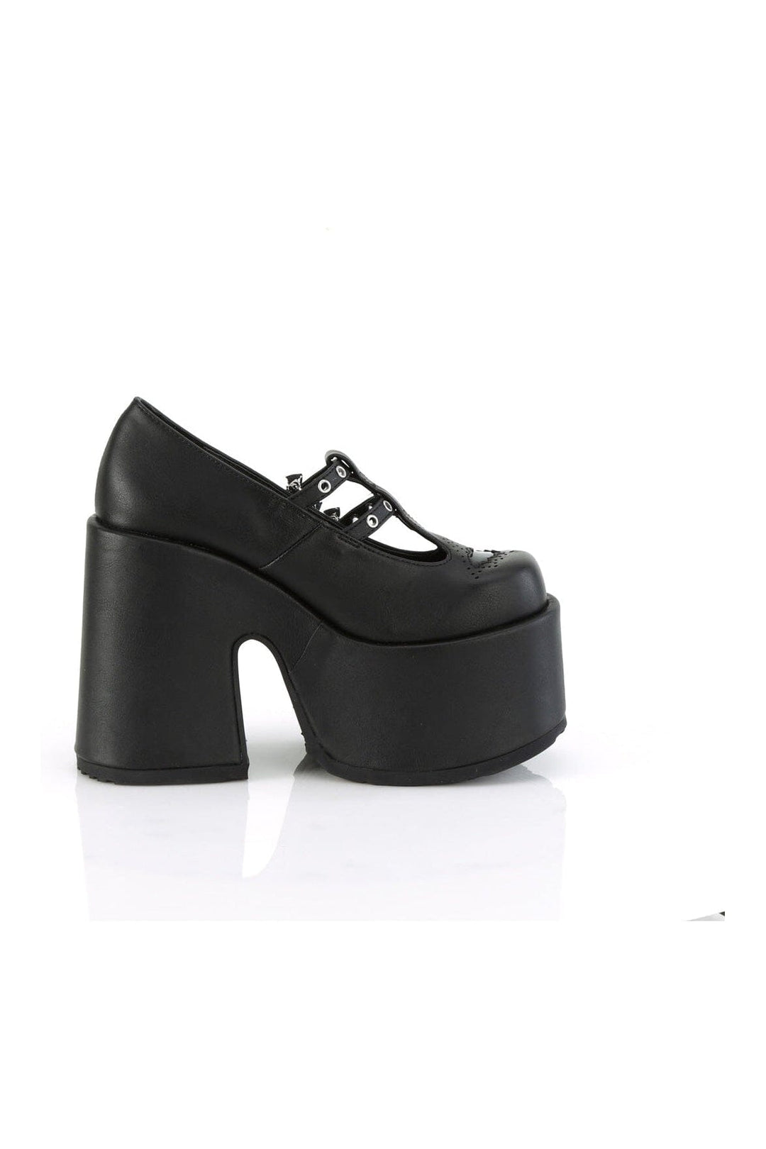 Demonia CAMEL-55 Black Vegan Leather Mary Janes in Black Vegan Leather