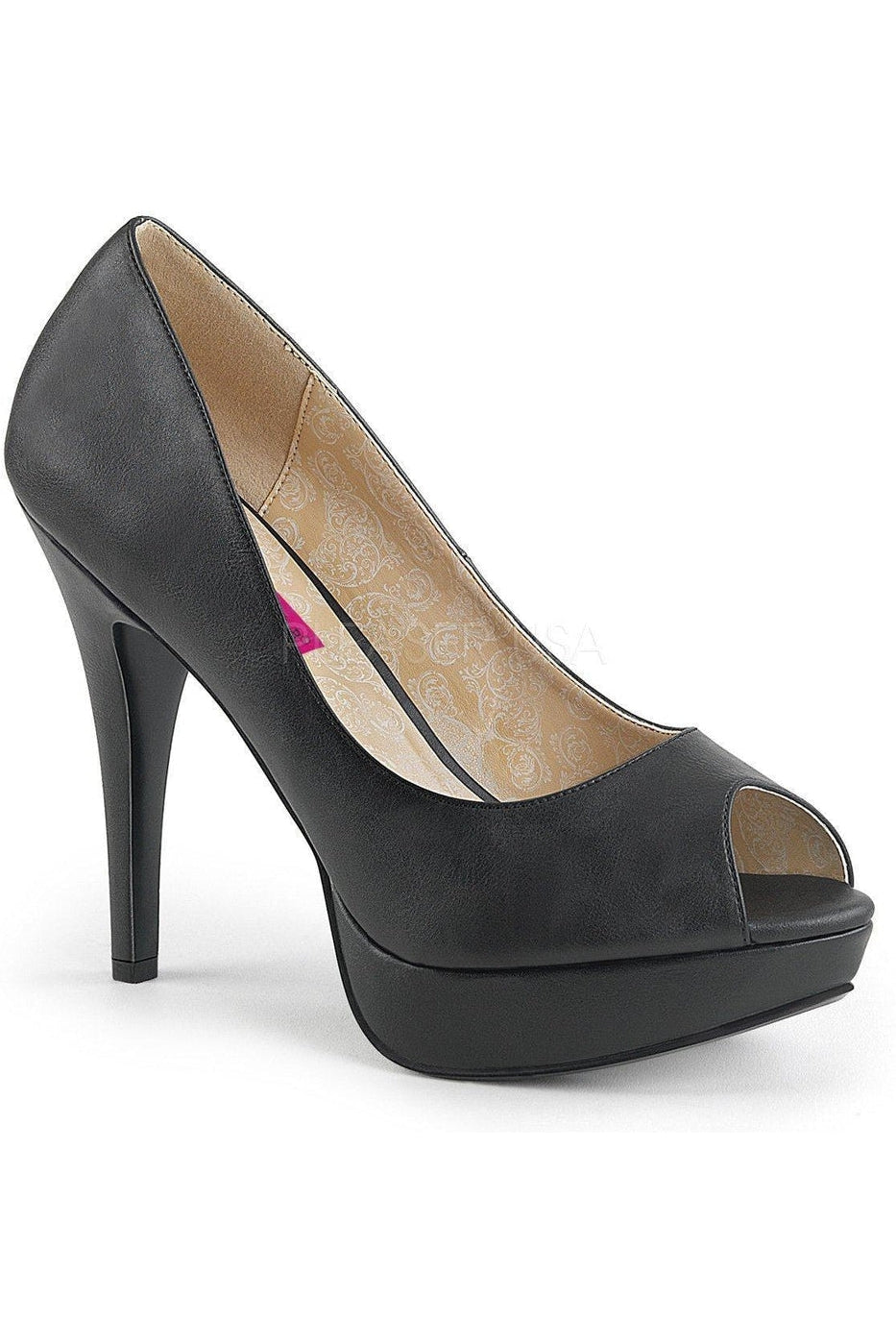 Pleaser Pink Label CHLOE-01 Pump in Black Faux Leather from SexyShoes.com