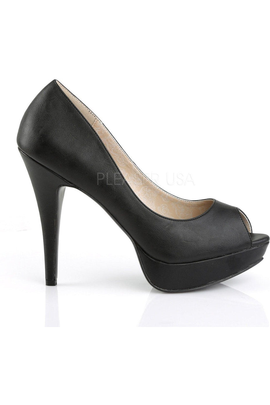Pleaser Pink Label CHLOE-01 Pump in Black Faux Leather