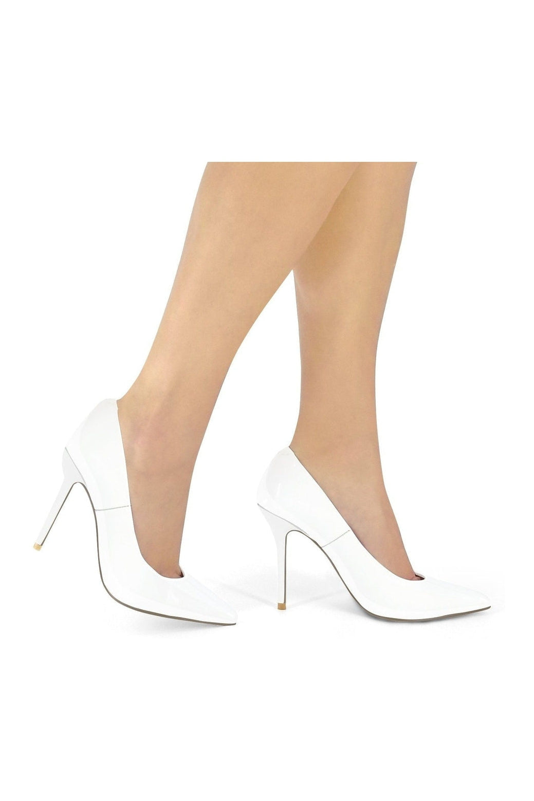 Sexyshoes Signature Super Sexy Classic Pump with Micro Stiletto Heel in White Patent