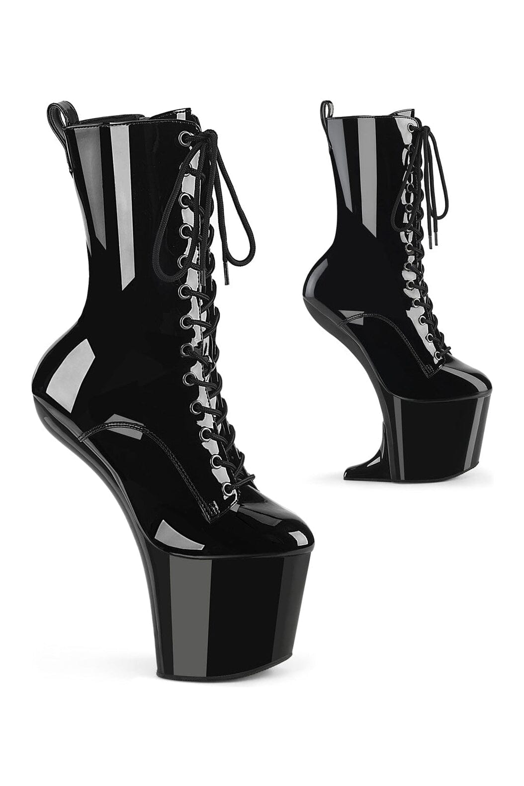 CRAZE-1040 Black Patent Ankle Boot-Ankle Boots- Stripper Shoes at SEXYSHOES.COM