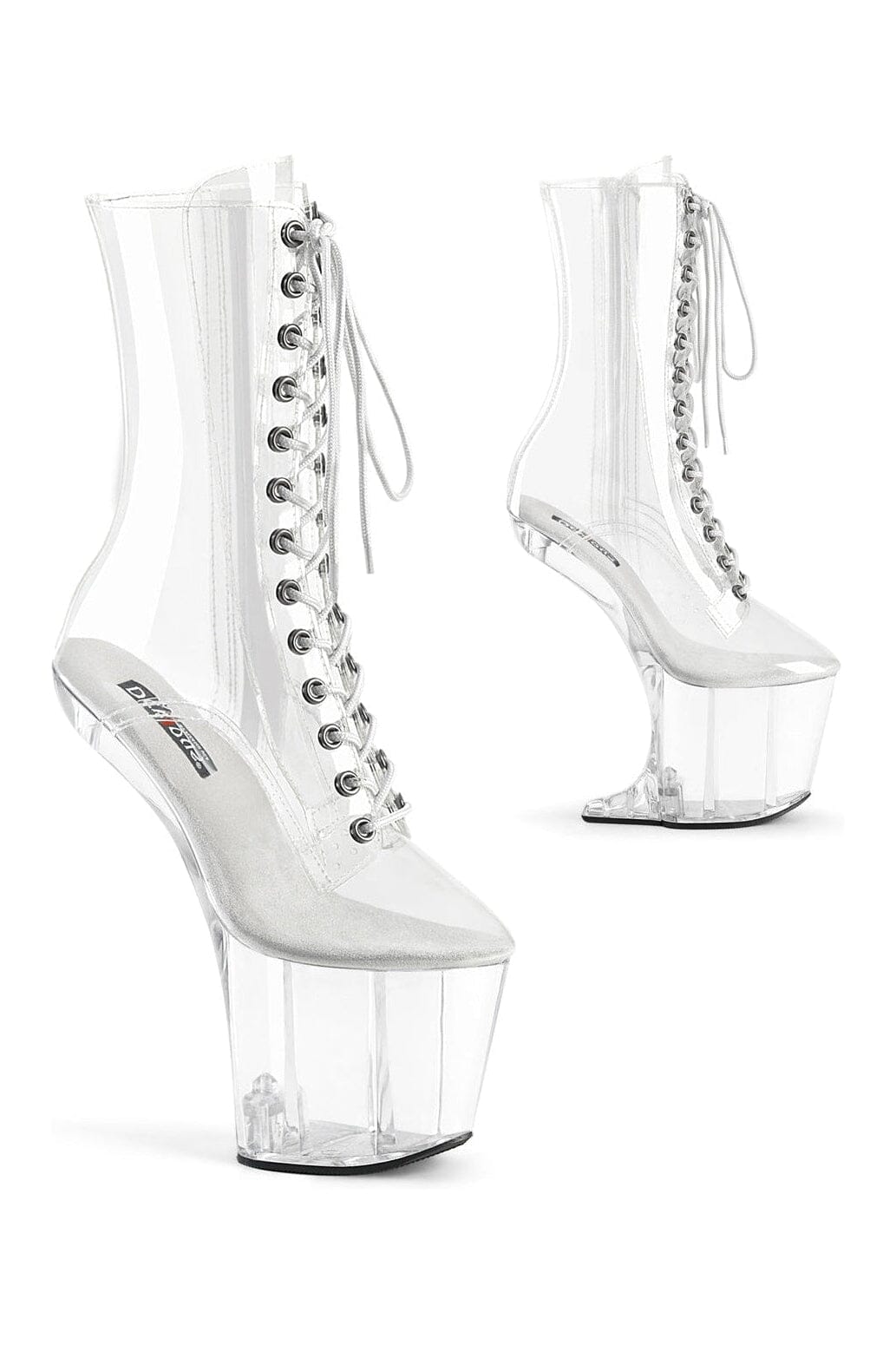 Pleaser CRAZE-1040C Clear Vinyl Ankle Boot in Clear Vinyl from SexyShoes.com
