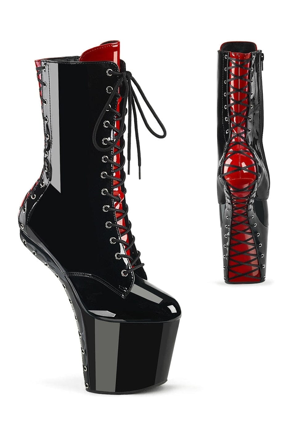 Pleaser CRAZE-1040FH Black Patent Ankle Boot in Black Patent from SexyShoes.com