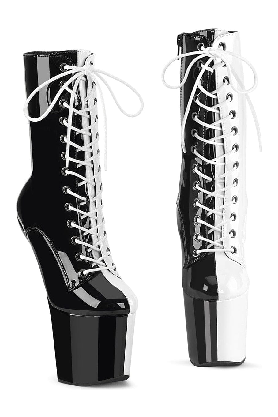 CRAZE-1040TT Black Patent Ankle Boot-Ankle Boots- Stripper Shoes at SEXYSHOES.COM