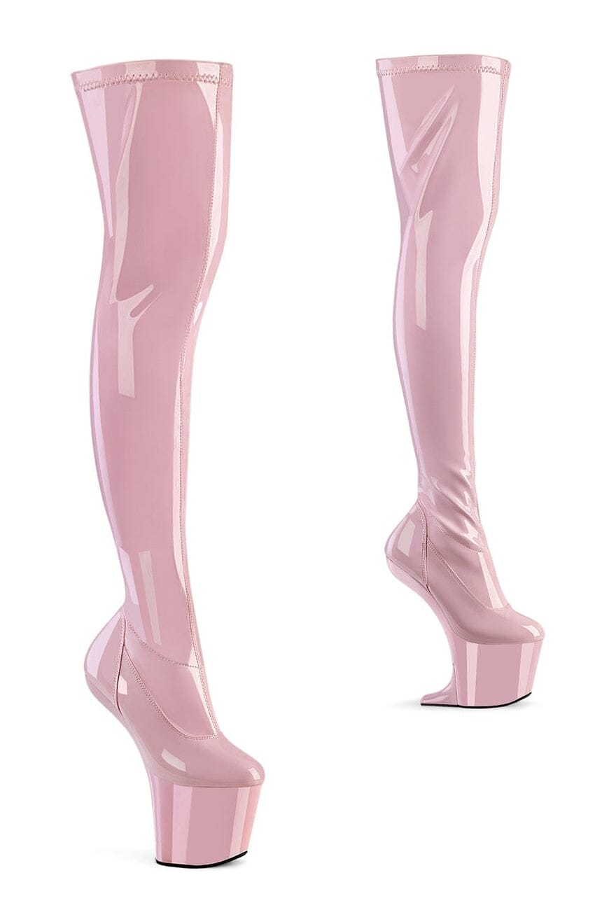 Pleaser CRAZE-3000 Pink Patent Thigh Boot in Pink Patent from SexyShoes.com