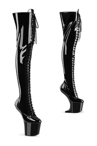 Pleaser CRAZE-3023 Black Patent Thigh Boot in Black Patent from SexyShoes.com