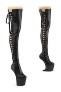 CRAZE-3050 Black Faux Leather Thigh Boot