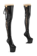 CRAZE-3050 Black Faux Leather Thigh Boot