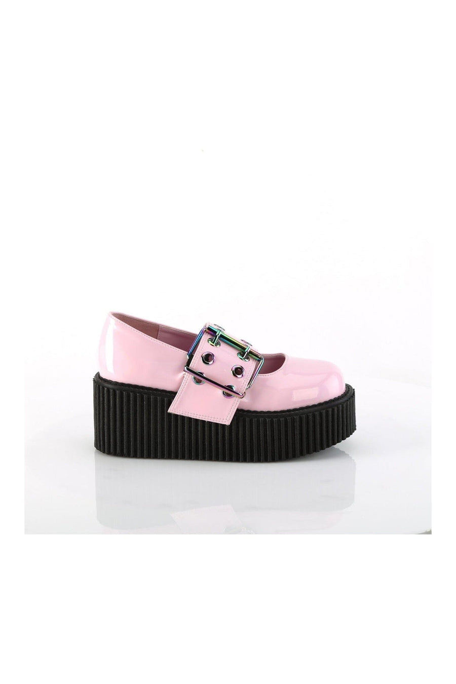 Demonia CREEPER-230 Pink Hologram Patent Creeper in Pink Hologram Patent