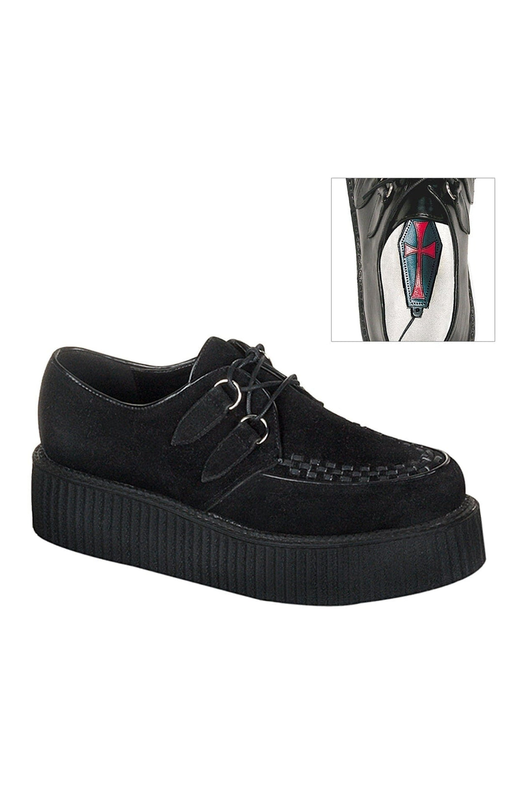 Demonia CREEPER-402S Black Suede Leather Creeper in Black Suede Leather from SexyShoes.com