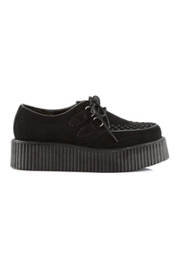 Demonia CREEPER-402S Black Suede Leather Creeper in Black Suede Leather