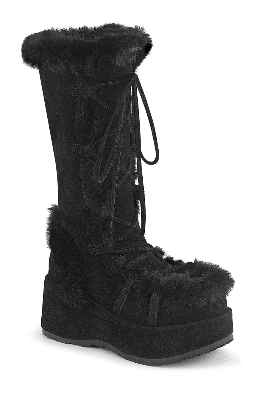 Demonia CUBBY-311 Black Vegan Suede Knee Boot in Black Vegan Suede from SexyShoes.com