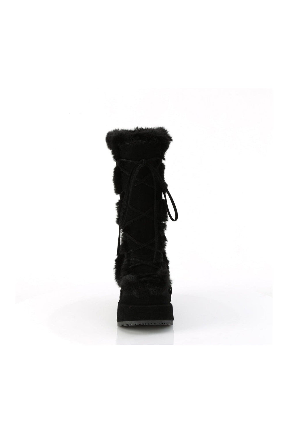 Demonia CUBBY-311 Black Vegan Suede Knee Boot in Black Vegan Suede