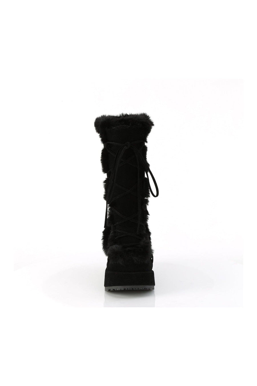 Demonia CUBBY-311 Black Vegan Suede Knee Boot in Black Vegan Suede