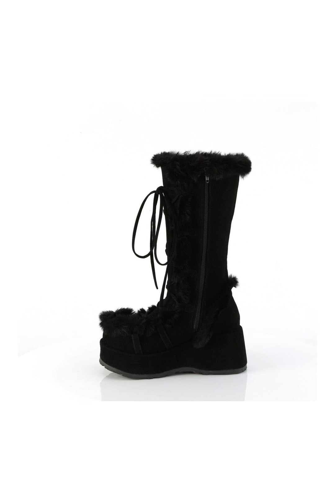 Demonia CUBBY-311 Black Vegan Suede Knee Boot in Black Vegan Suede