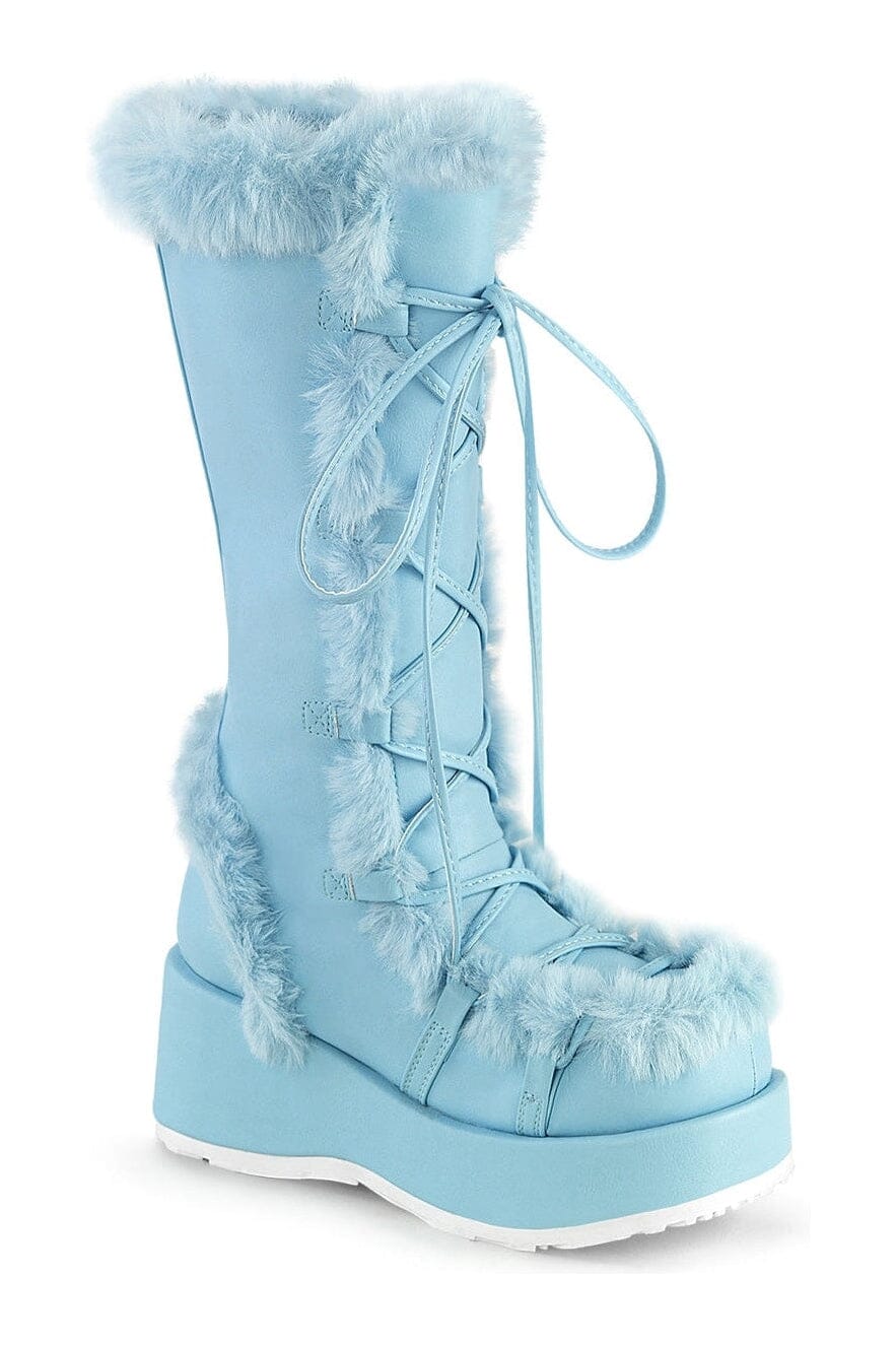 CUBBY-311 Blue Vegan Leather Knee Boot-Knee Boots-Demonia-Blue-10-Vegan Leather-SEXYSHOES.COM