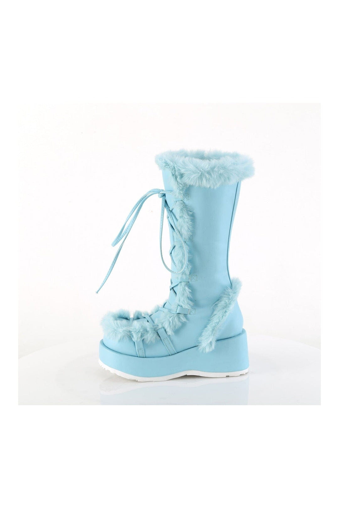 Demonia CUBBY-311 Blue Vegan Leather Knee Boot in Blue Vegan Leather