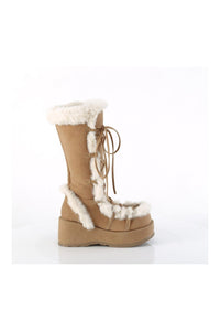 Demonia CUBBY-311 Brown Vegan Suede Knee Boot in Brown Vegan Suede