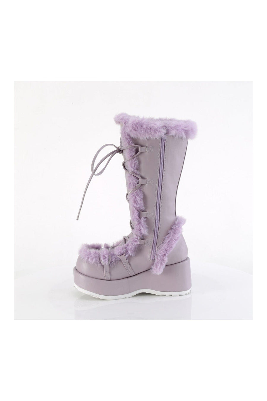 Demonia CUBBY-311 Purple Vegan Leather Knee Boot in Purple Vegan Leather