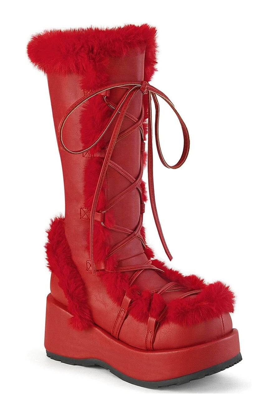 CUBBY-311 Red Vegan Leather Knee Boot-Knee Boots-Demonia-Red-10-Vegan Leather-SEXYSHOES.COM