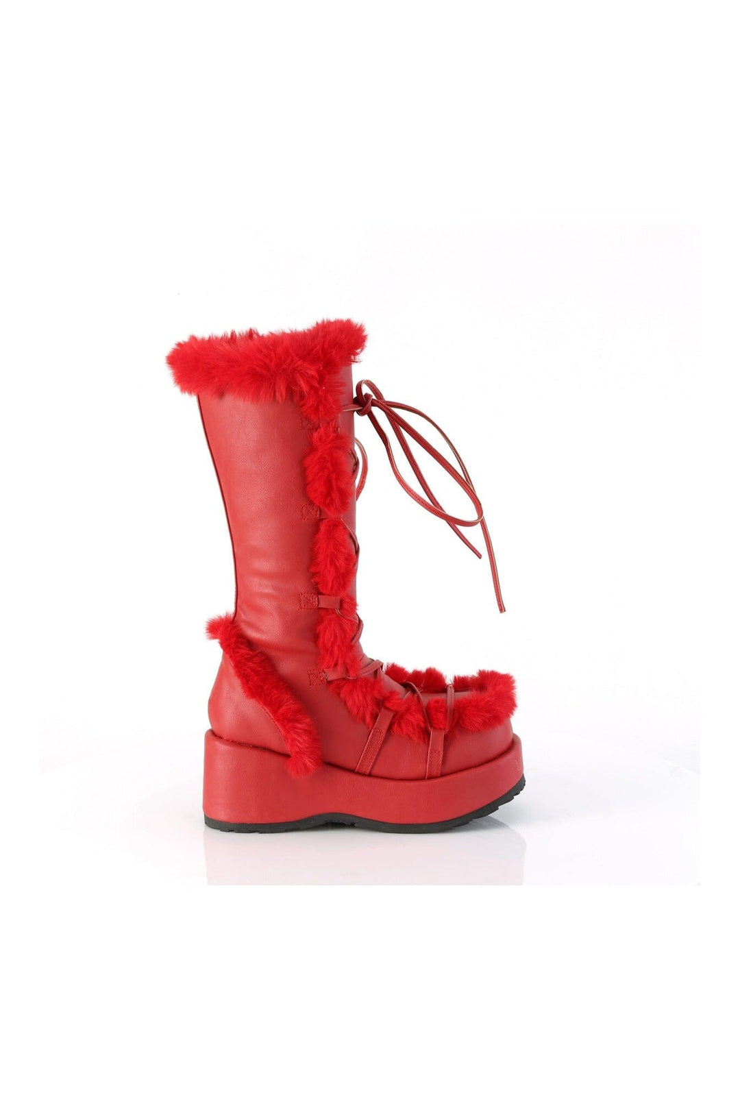 CUBBY-311 Red Vegan Leather Knee Boot-Knee Boots-Demonia-SEXYSHOES.COM
