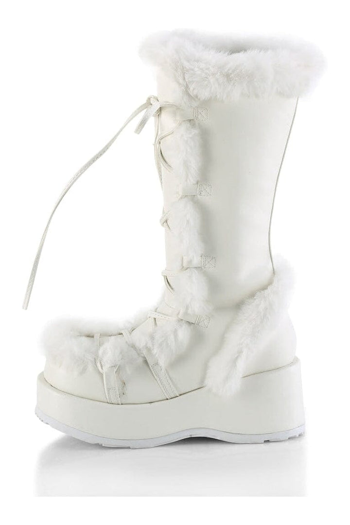 CUBBY-311 White Vegan Leather Knee Boot-Knee Boots-Demonia-SEXYSHOES.COM