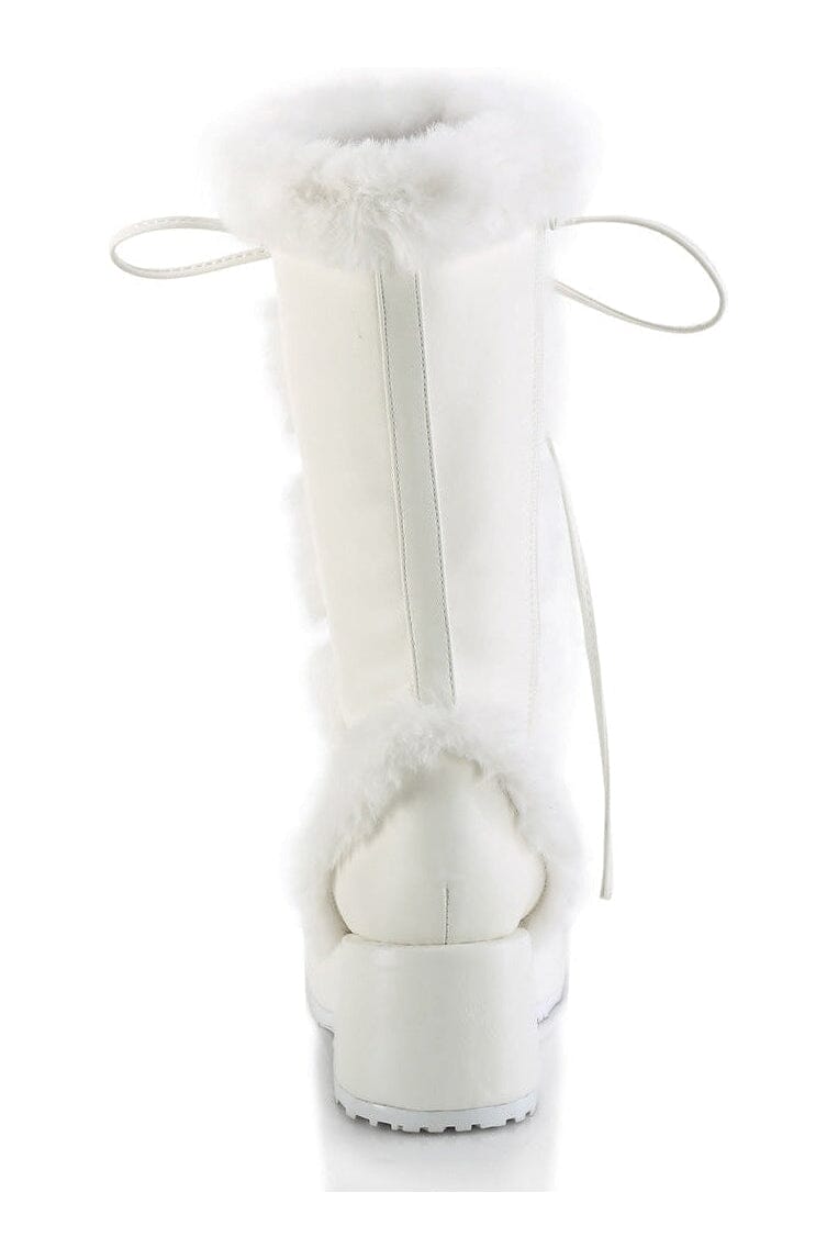 Demonia CUBBY-311 White Vegan Leather Knee Boot in White Vegan Leather
