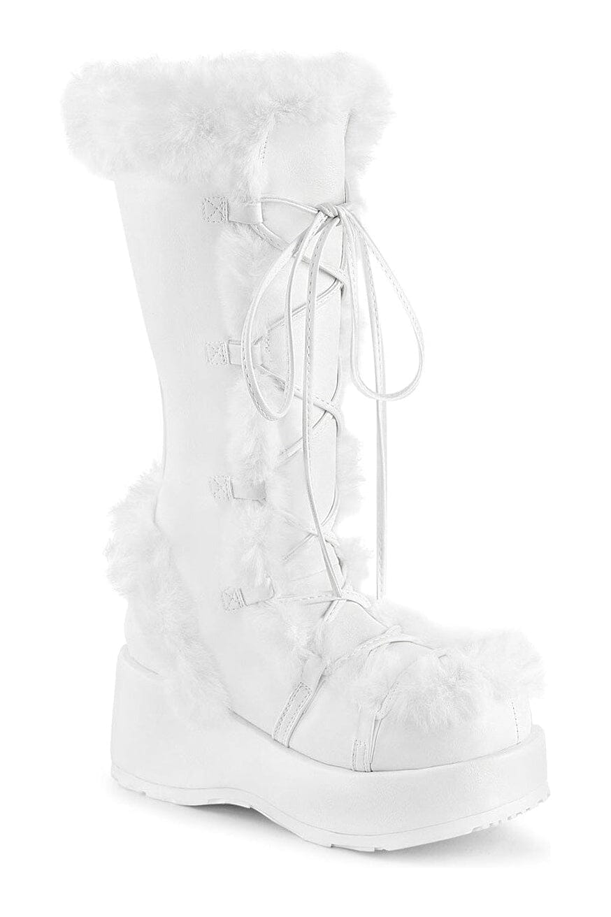 Demonia CUBBY-311 White Vegan Leather Knee Boot in White Vegan Leather from SexyShoes.com