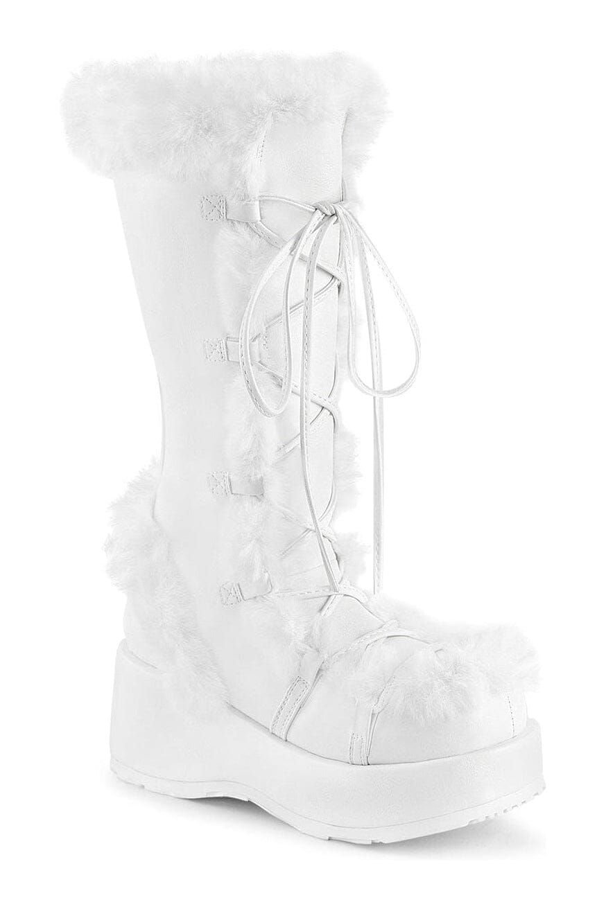 CUBBY-311 White Vegan Leather Knee Boot-Knee Boots-Demonia-White-10-Vegan Leather-SEXYSHOES.COM