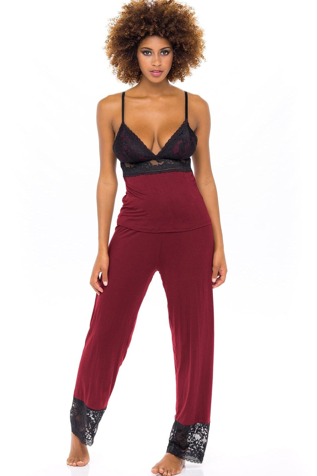 Camisole With Matching Pant Set-Sleepwear-Oh La La Cheri-Red-S/M-SEXYSHOES.COM