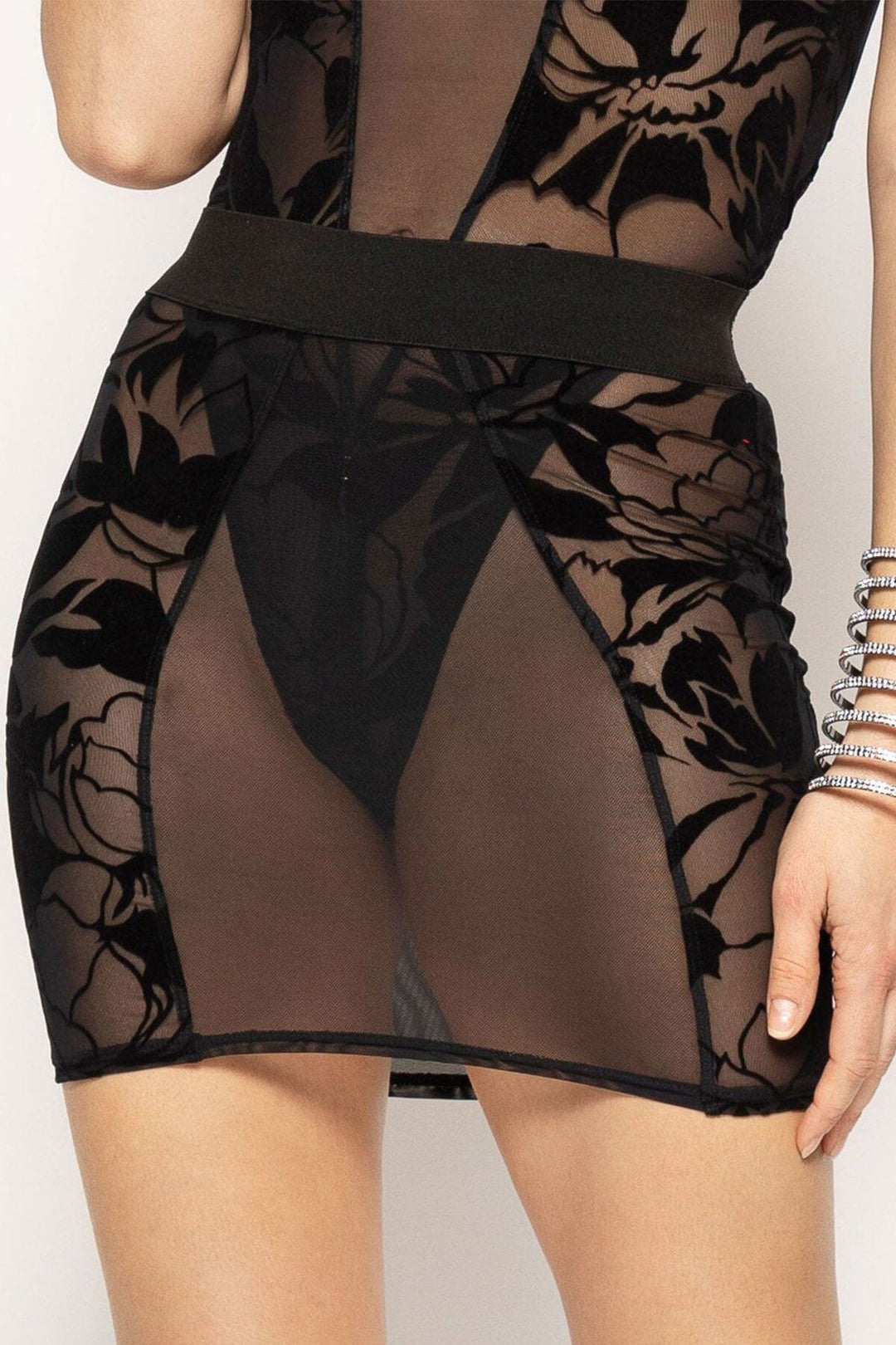 Les P'Tites Folies Cassidy Black Mesh Skirt in Black 