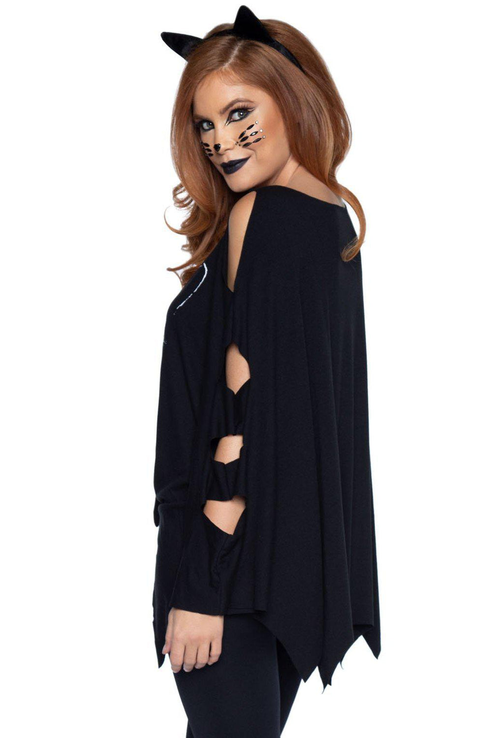 Cat Poncho Costume-Animal Costumes-Leg Avenue-Black-O/S-SEXYSHOES.COM