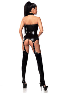 Saresia Chain Trimmed Bodysuit Trousers in Black 