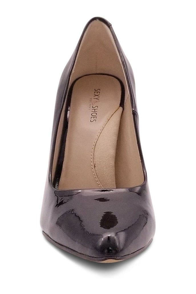 Sexyshoes Signature Super Sexy Classic Pump with Micro Stiletto Heel in Black Patent