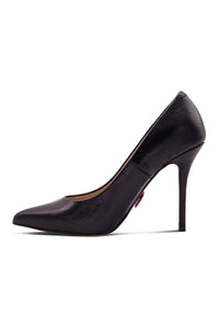Sexyshoes Signature Super Sexy Classic Pump with Micro Stiletto Heel in Black Faux Leather