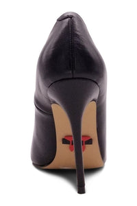 Sexyshoes Signature Super Sexy Classic Pump with Micro Stiletto Heel in Black Faux Leather