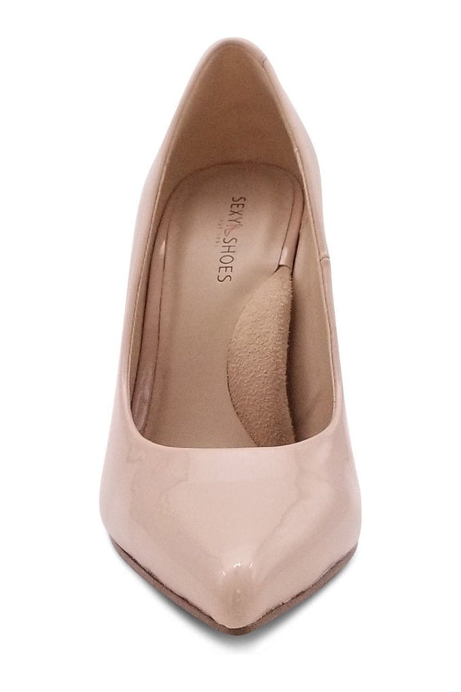 Sexyshoes Signature Super Sexy Classic Pump with Micro Stiletto Heel in Nude Patent