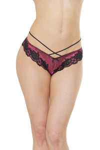 Coquette Cotton Panty Criss Cross Waist Detail in Pink  from SexyShoes.com