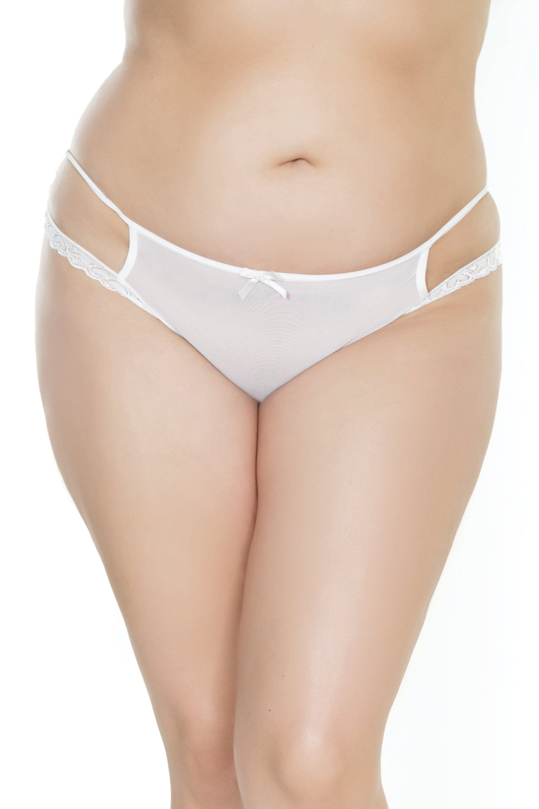 Cotton Panty Multi-Strap Detail With Ring-Strings + Thongs-Coquette-White-O/S-SEXYSHOES.COM