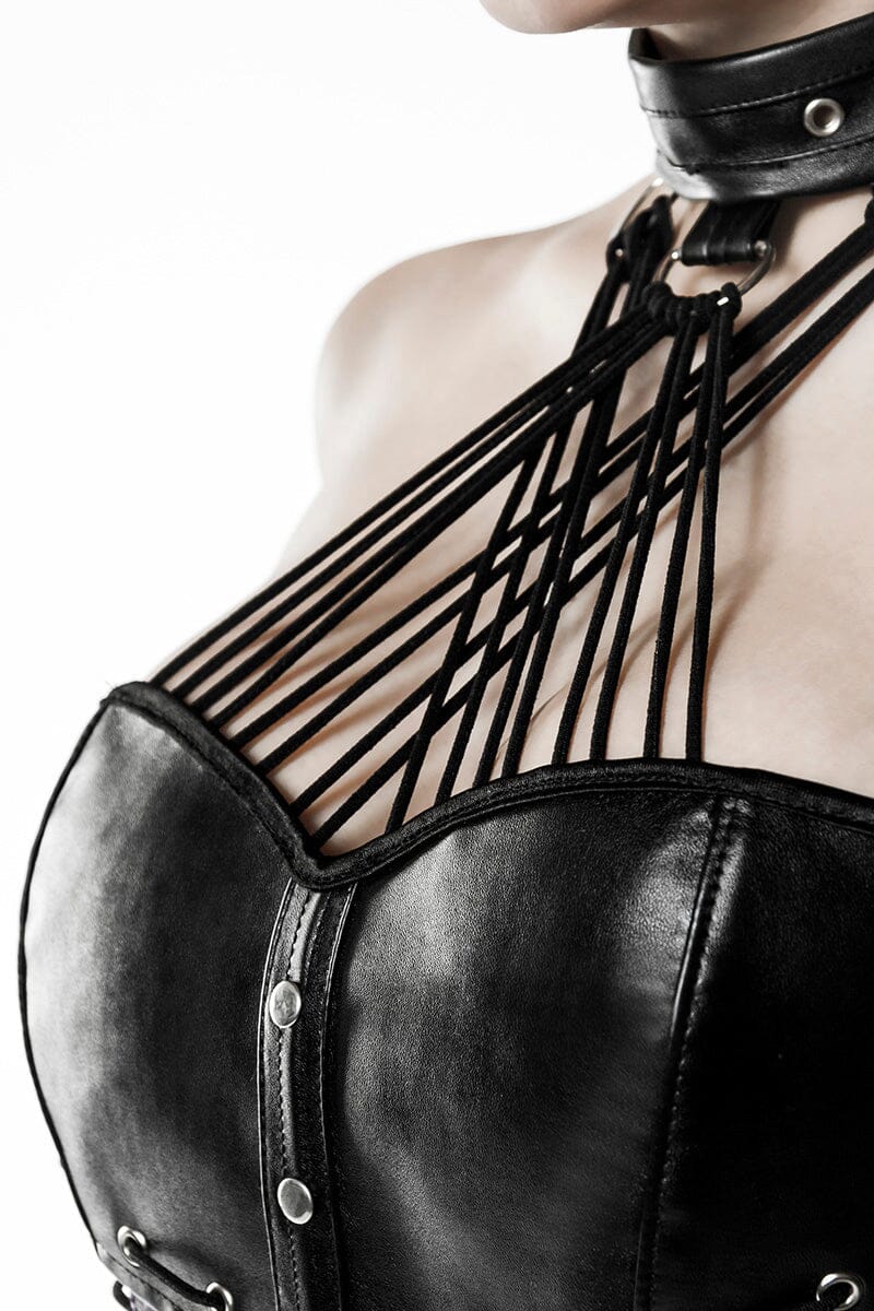 Grey Velvet Crisscross Choker W/Sweetheart Neckline Corset in Black 